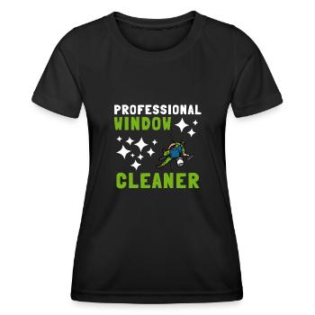 Window Cleaner Services Car Window Cleaning Window - Women's Functional T-Shirt - black - Front - AI Model Female 172 light (172cm)
