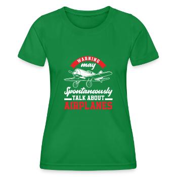 Flugzeug Luftfahrt Pilot Lustiges Piloten Geschenk - Frauen Funktions-T-Shirt - Kelly Green - Vorne - AI Model Female 172 dark (172cm)