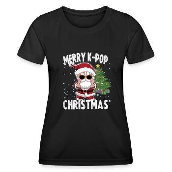 Oppa Santa K-Pop Stil Weihnachten - Frauen Funktions-T-Shirt - Schwarz - Vorne - AI Model Female 172 light (172cm)