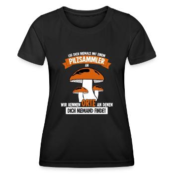 Pilzsammler Witz Pilz Pilze Pilzsucher - Frauen Funktions-T-Shirt - Schwarz - Vorne - AI Model Female 172 light (172cm)