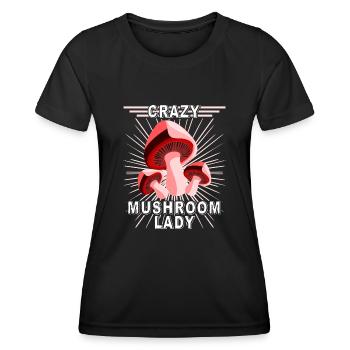 Pilzsammler Mushroom Lady Pilzsucher - Frauen Funktions-T-Shirt - Schwarz - Vorne - AI Model Female 172 light (172cm)