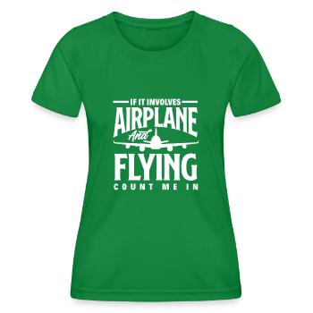 Flugzeug Luftfahrt Pilot Lustiges Piloten Geschenk - Frauen Funktions-T-Shirt - Kelly Green - Vorne - AI Model Female 172 dark (172cm)