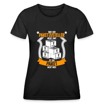 Paketzusteller Witz Paketbote - Frauen Funktions-T-Shirt - Schwarz - Vorne - AI Model Female 172 light (172cm)