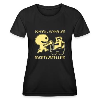 Paketzusteller Postbote Witz Paketbote - Frauen Funktions-T-Shirt - Schwarz - Vorne - AI Model Female 172 light (172cm)