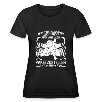 Paketzusteller Postbote Paketbote - Frauen Funktions-T-Shirt - Schwarz - Vorne - AI Model Female 172 light (172cm)
