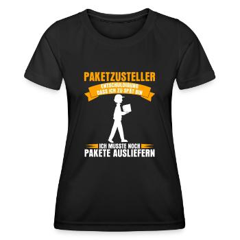 Paketzusteller Postbote Spruch Paketbote - Frauen Funktions-T-Shirt - Schwarz - Vorne - AI Model Female 172 light (172cm)