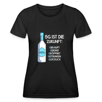 5G ist die Zukunft Ouzo Alkohol - Frauen Funktions-T-Shirt - Schwarz - Vorne - AI Model Female 172 light (172cm)
