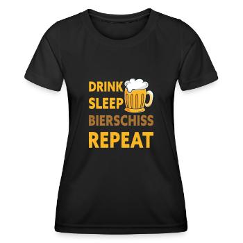 Drink Sleep Bierschiss Repeat Biertrinker - Frauen Funktions-T-Shirt - Schwarz - Vorne - AI Model Female 172 light (172cm)