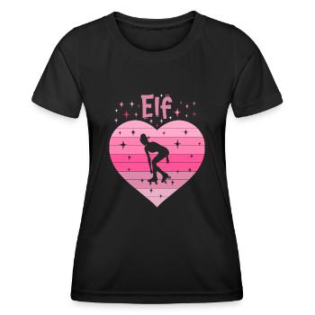 Herz Liebe Sport Rollschuh Mädchen 11. Geburtstag - Frauen Funktions-T-Shirt - Schwarz - Vorne - AI Model Female 172 light (172cm)