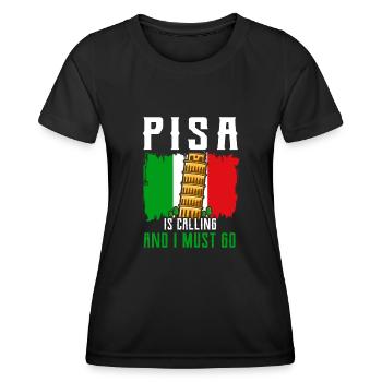 Pisa ruft ich muss los Schiefe Turm Italien - Frauen Funktions-T-Shirt - Schwarz - Vorne - AI Model Female 172 light (172cm)