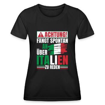 Fängt spontan an über Italien zu reden - Frauen Funktions-T-Shirt - Schwarz - Vorne - AI Model Female 172 light (172cm)