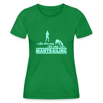 Mantrailing Recherche Chiens Mantrailer - T-shirt sport Femme - vert - Devant - AI Model Female 172 dark (172cm)