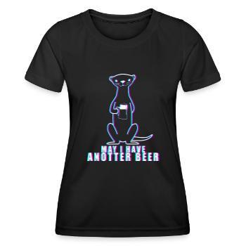Otter Beer Rave Techno Raver Seeotter - T-shirt sport Femme - noir - Devant - AI Model Female 172 light (172cm)