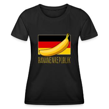Bananenrepublik Flagge Deutschland - Frauen Funktions-T-Shirt - Schwarz - Vorne - AI Model Female 172 light (172cm)