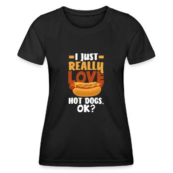 Hot Dog Hot Dogs Liebhaber Geschenk - Frauen Funktions-T-Shirt - Schwarz - Vorne - AI Model Female 172 light (172cm)