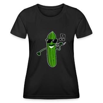 Gurke singt Sänger Gurken - Frauen Funktions-T-Shirt - Schwarz - Vorne - AI Model Female 172 light (172cm)