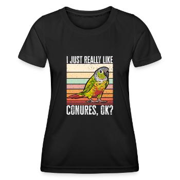 Molinasittich Perroquet Oiseau Perruche du Soleil - T-shirt sport Femme - noir - Devant - AI Model Female 172 light (172cm)