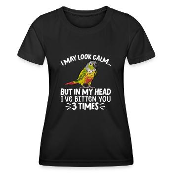 Molinasittich Perroquet Oiseau Perruche du Soleil - T-shirt sport Femme - noir - Devant - AI Model Female 172 light (172cm)
