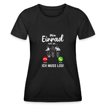 Einrad Ruft an Einradfahrer Smartphone - Frauen Funktions-T-Shirt - Schwarz - Vorne - AI Model Female 172 light (172cm)