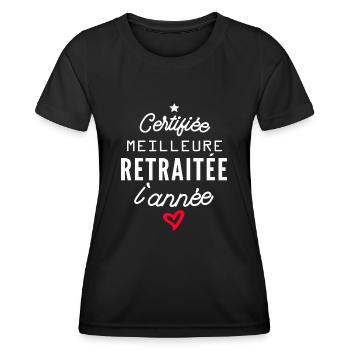 meilleure retraitée / humour retraite - T-shirt sport Femme - noir - Devant - AI Model Female 172 light (172cm)