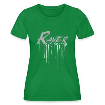 Raver - I Love Techno - Frauen Funktions-T-Shirt - Kelly Green - Vorne - AI Model Female 172 dark (172cm)