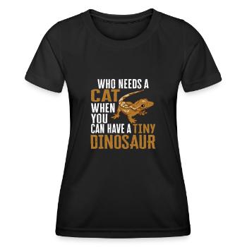 Kronengecko Eidechse Reptil Herpetologe - Frauen Funktions-T-Shirt - Schwarz - Vorne - AI Model Female 172 light (172cm)