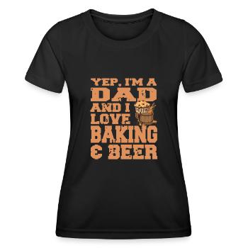 Yep I'm A DAD & I Love Baking & Beer Retro Funny - Frauen Funktions-T-Shirt - Schwarz - Vorne - AI Model Female 172 light (172cm)