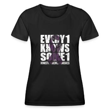 #Every1KnowsSome1 häuslicher Gewalt - Frauen Funktions-T-Shirt - Schwarz - Vorne - AI Model Female 172 light (172cm)