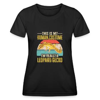 Leopardgecko Eidechse Reptilien Herpetologe - Frauen Funktions-T-Shirt - Schwarz - Vorne - AI Model Female 172 light (172cm)