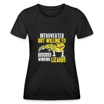 Leopardgecko Eidechse Reptilien Herpetologe - Frauen Funktions-T-Shirt - Schwarz - Vorne - AI Model Female 172 light (172cm)