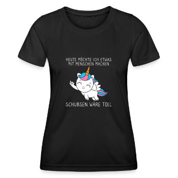 Ich möchte etwas mit Menschen machen Schubsen - Frauen Funktions-T-Shirt - Schwarz - Vorne - AI Model Female 172 light (172cm)