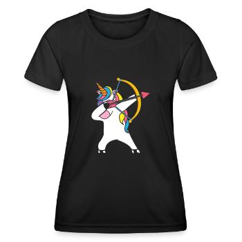 Dabbing Einhorn Bogenschießen - Frauen Funktions-T-Shirt - Schwarz - Vorne - AI Model Female 172 light (172cm)