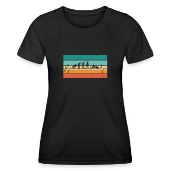Vintage Herzschlag EKG Puls Handbike - Frauen Funktions-T-Shirt - Schwarz - Vorne - AI Model Female 172 light (172cm)