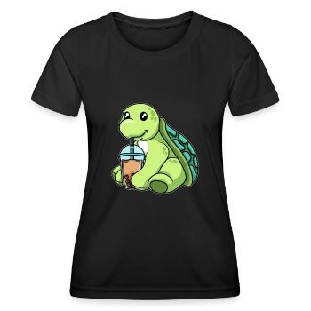 Kawaii Bubble Tea Schildkröte - Frauen Funktions-T-Shirt - Schwarz - Vorne - AI Model Female 172 light (172cm)