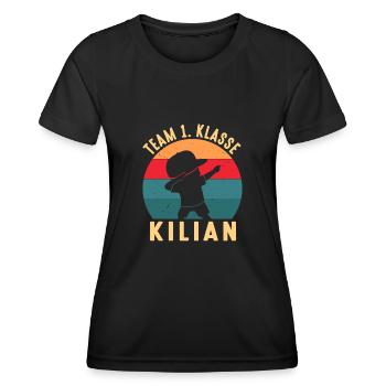 Début de l’équipe d’inscription en 1ère année de l’école Kilian - T-shirt sport Femme - noir - Devant - AI Model Female 172 light (172cm)