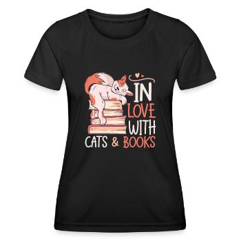 Les amateurs de livres de chats lisent des livres - T-shirt sport Femme - noir - Devant - AI Model Female 172 light (172cm)