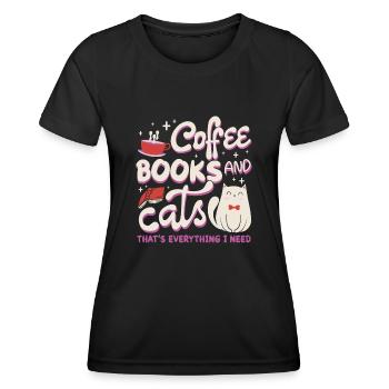 Les amateurs de livres de chats lisent des livres - T-shirt sport Femme - noir - Devant - AI Model Female 172 light (172cm)