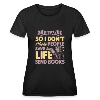 Les amateurs de livres de chats lisent des livres - T-shirt sport Femme - noir - Devant - AI Model Female 172 light (172cm)