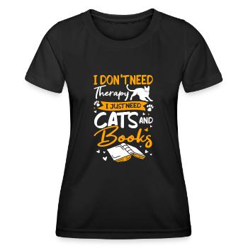 Les amateurs de livres de chats lisent des livres - T-shirt sport Femme - noir - Devant - AI Model Female 172 light (172cm)