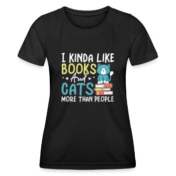 Les amateurs de livres de chats lisent des livres - T-shirt sport Femme - noir - Devant - AI Model Female 172 light (172cm)