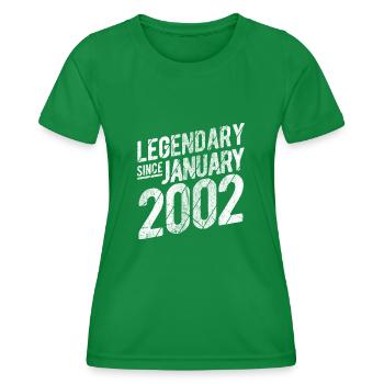 20th Birthday Gift Legendary Since January 2002 20 - Frauen Funktions-T-Shirt - Kelly Green - Vorne - AI Model Female 172 dark (172cm)