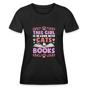 Les amateurs de livres de chats lisent des livres - T-shirt sport Femme - noir - Devant - AI Model Female 172 light (172cm)