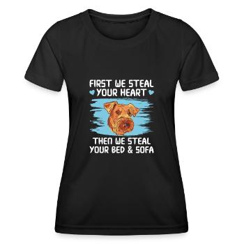 Airedale Terrier Dog - Women's Functional T-Shirt - black - Front - AI Model Female 172 light (172cm)