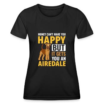 Airedale Terrier Hund - Frauen Funktions-T-Shirt - Schwarz - Vorne - AI Model Female 172 light (172cm)