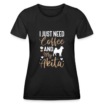 Amerikanischer Akita Inu - Frauen Funktions-T-Shirt - Schwarz - Vorne - AI Model Female 172 light (172cm)