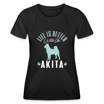 Amerikanischer Akita Inu - Frauen Funktions-T-Shirt - Schwarz - Vorne - AI Model Female 172 light (172cm)