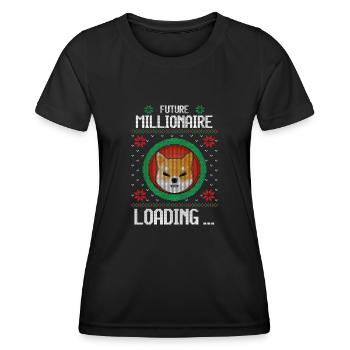 Future Shiba Millionaire Loading Ugly Christmas - Women's Functional T-Shirt - black - Front - AI Model Female 172 light (172cm)