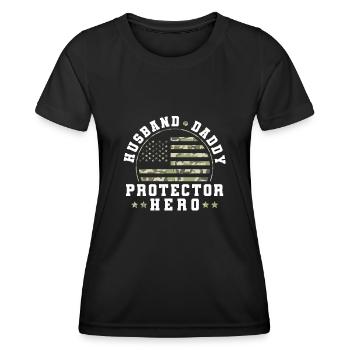 Husband Daddy Protector Hero US Army Veteran - Frauen Funktions-T-Shirt - Schwarz - Vorne - AI Model Female 172 light (172cm)