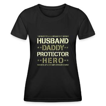 Husband Daddy Protector Hero US Army Veteran - Frauen Funktions-T-Shirt - Schwarz - Vorne - AI Model Female 172 light (172cm)