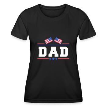 Fathers Day USA Flag Veteran Military Dad - Frauen Funktions-T-Shirt - Schwarz - Vorne - AI Model Female 172 light (172cm)